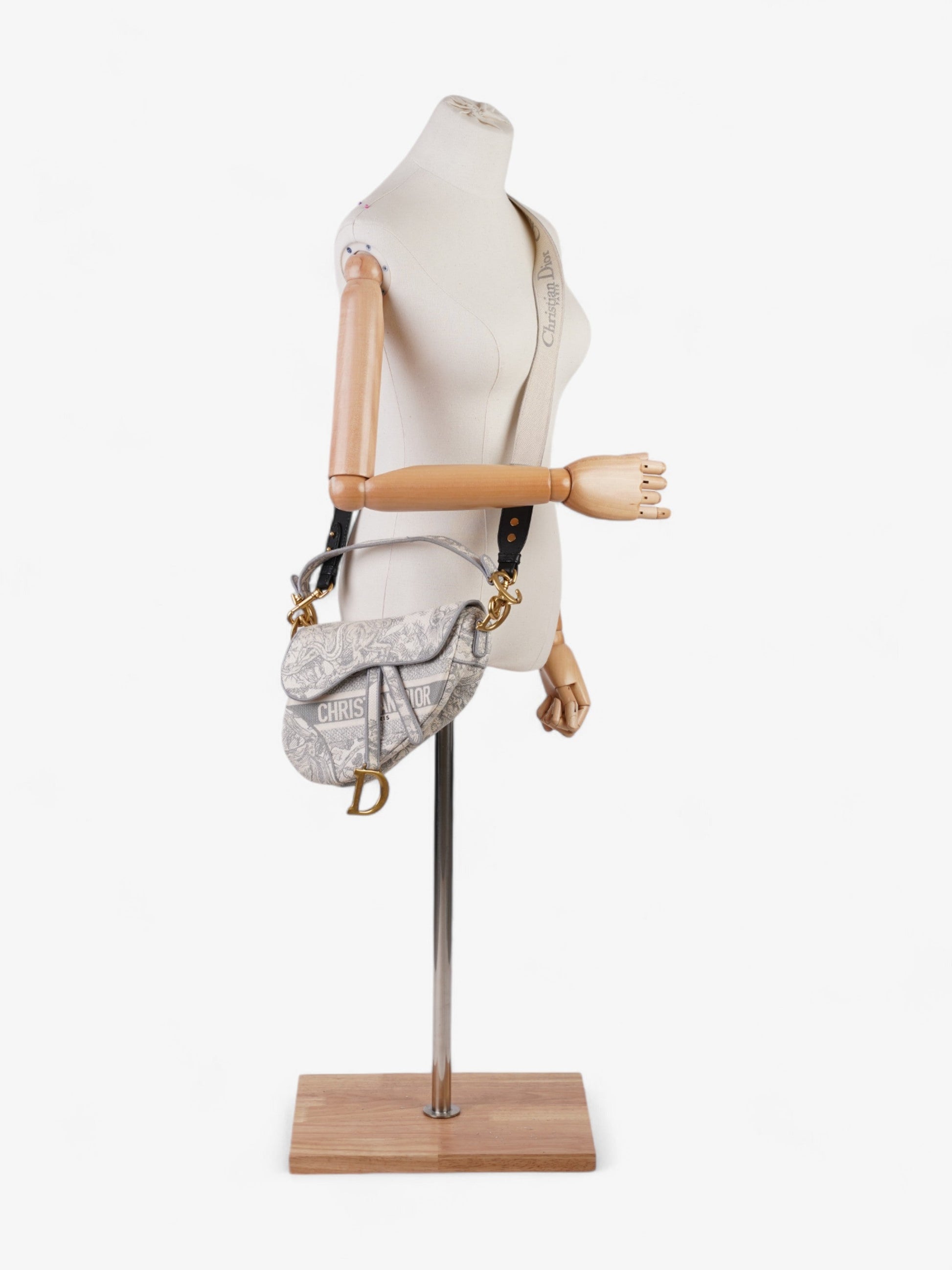 Dior Christian Saddle Bag Grey Oblique Cotton Gray Shoulder Bag