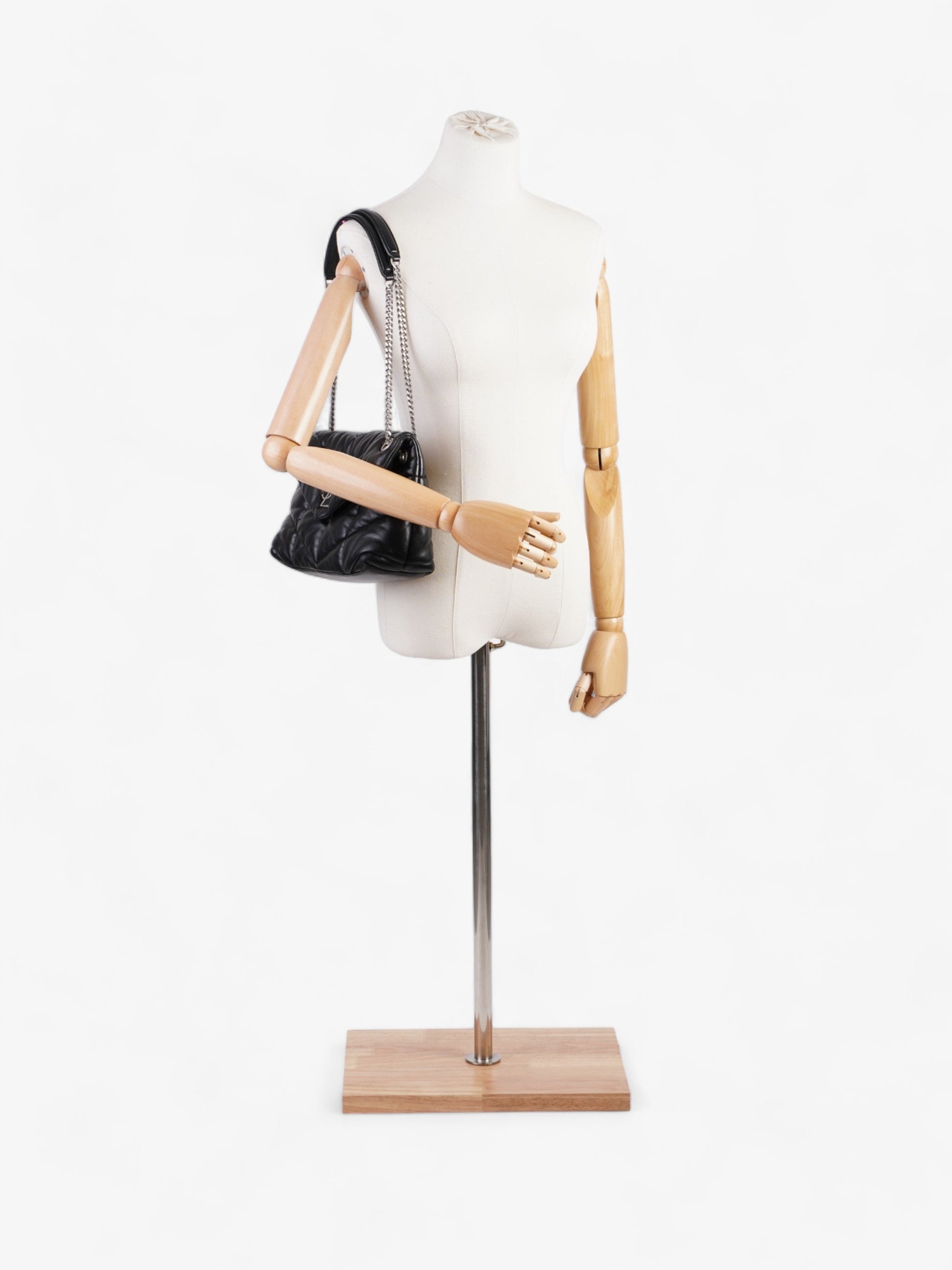 YSL Saint Laurent Lou Lou Puffer Shoulder Bag Leather Lambskin Black