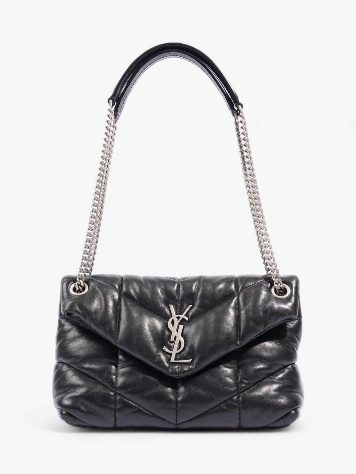 YSL Saint Laurent Lou Lou Puffer Shoulder Bag Leather Lambskin Black