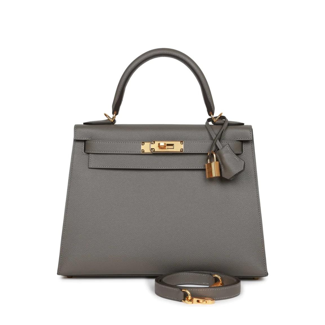 Gucci Hermes Kelly Sellier Gris Meyer Epsom Handbag Leather Travel Bag