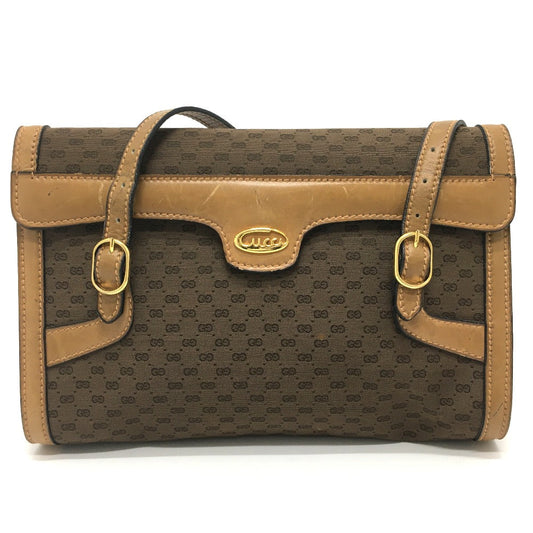 Gucci 067 GG Micro GG Old Leather Canvas Brown Shoulder Bag