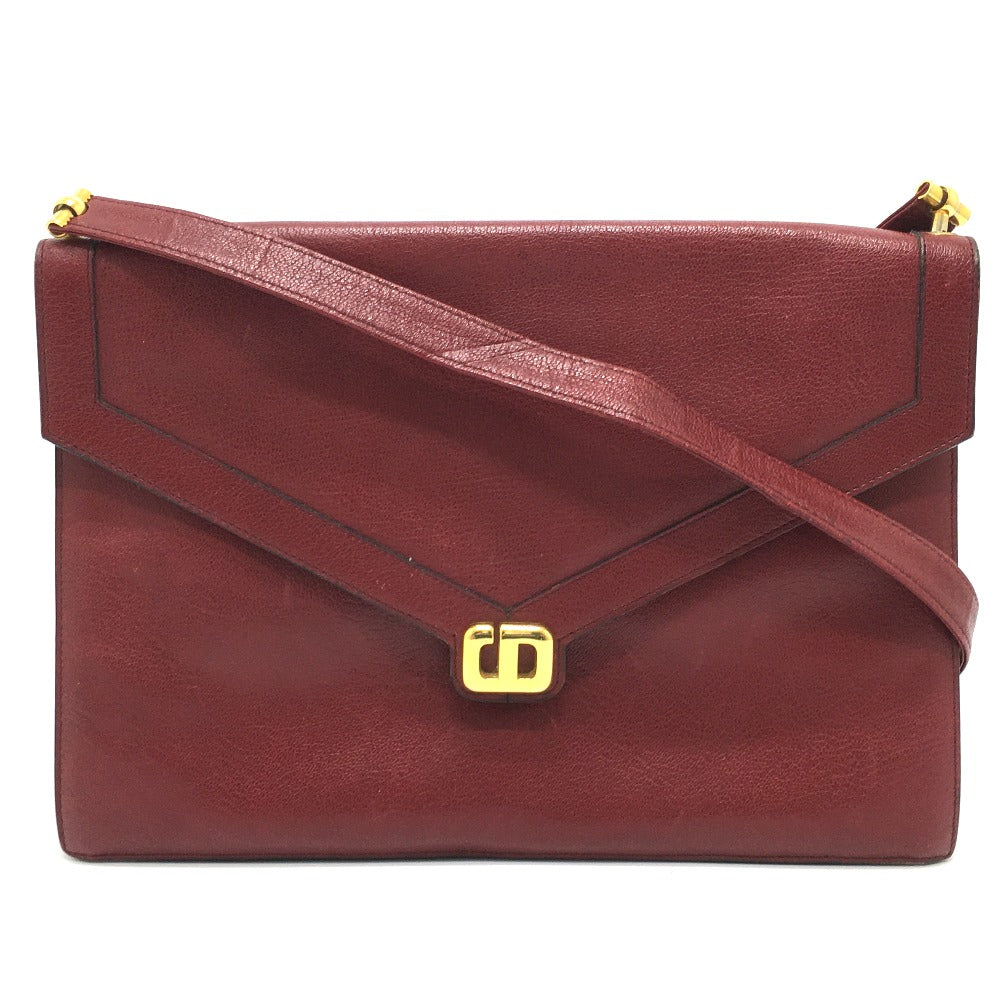 Dior Christian Shoulder Bag Cdmetal Old Women Leather Red