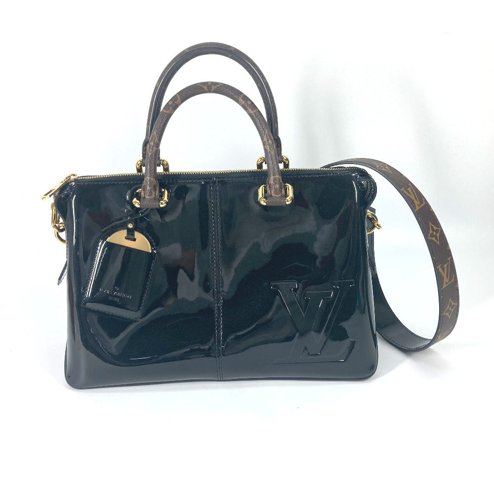 Louis Vuitton M54626 black Vernis Miroir Monogram Leather Canvas Patent Tote Bag