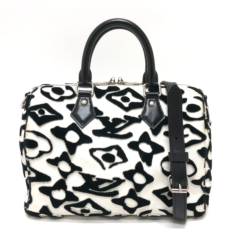 Louis Vuitton Boston Duffel M45563 White x Monogram Leather Canvas Black Travel Bag