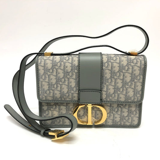 Dior Shoulder Bag Gray Cd Montaigne Oblique Women Leather Canvas