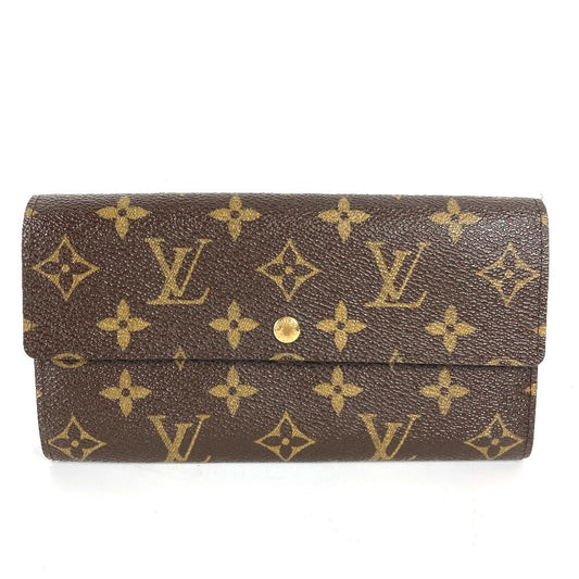 Louis Vuitton Long Purse M61726 Portomon Credit Monogram Canvas Brown Wallet Case