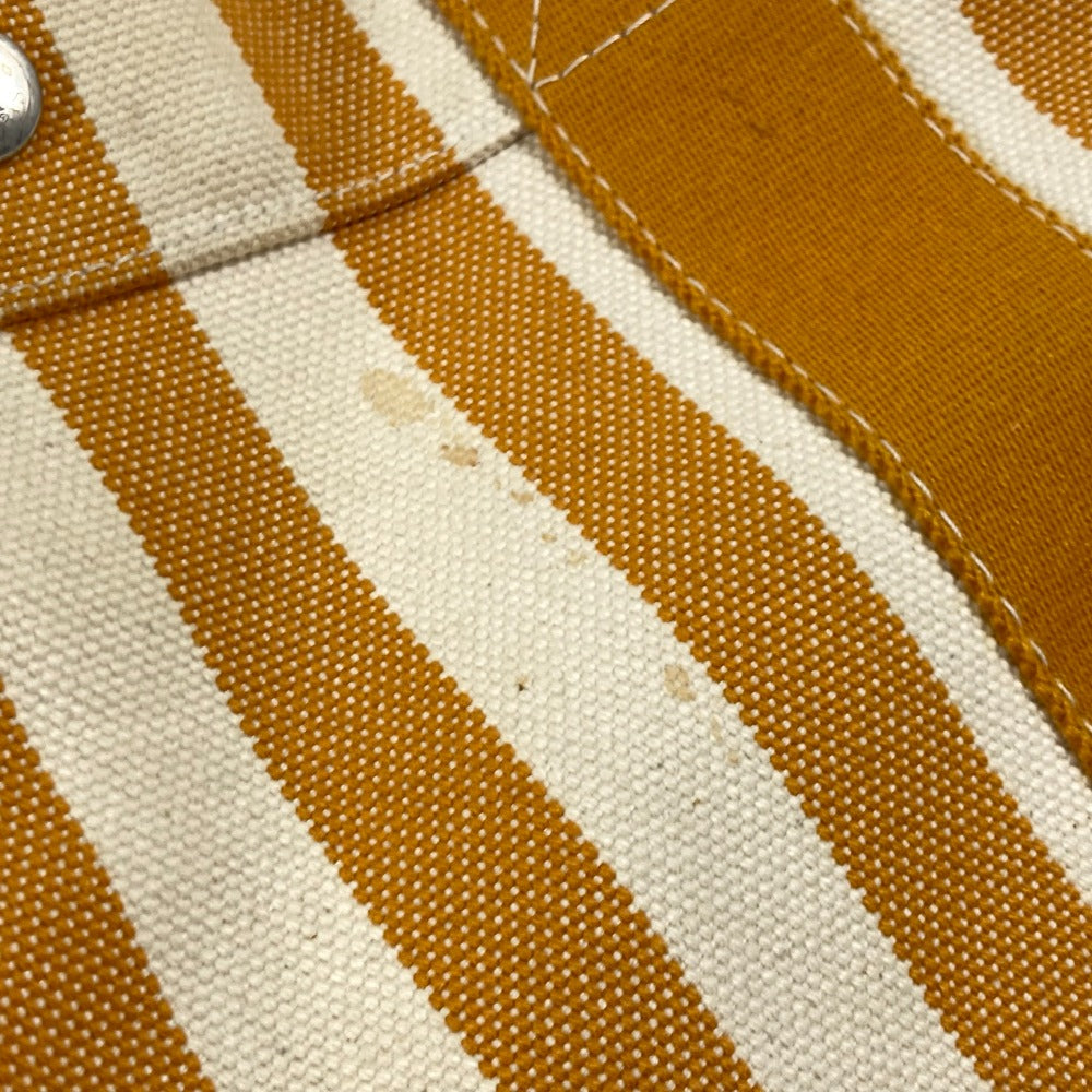 Hermes Handbag With Porch Cannes Pm Stripe Canvas Orange Travel Bag