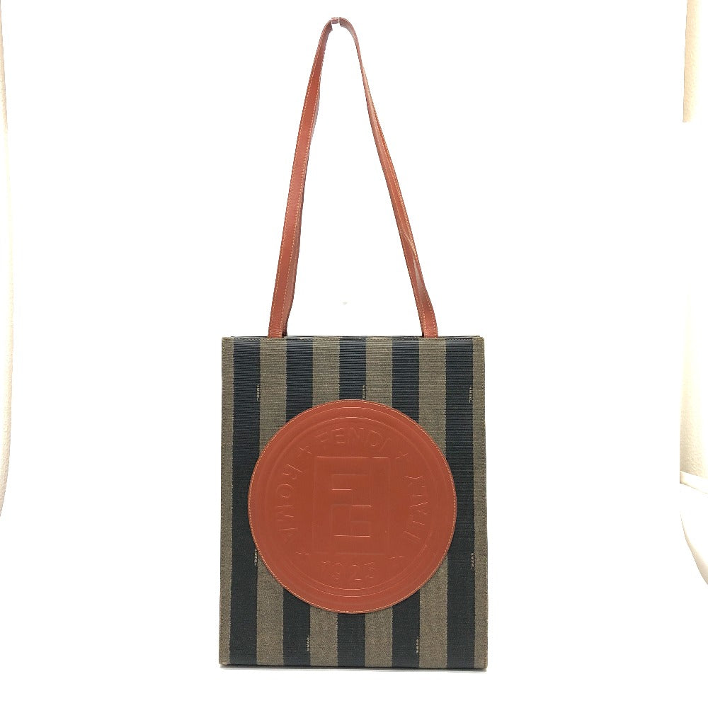 Fendi Tote Bag Pvc Khaki Pecan Women Leather Logo