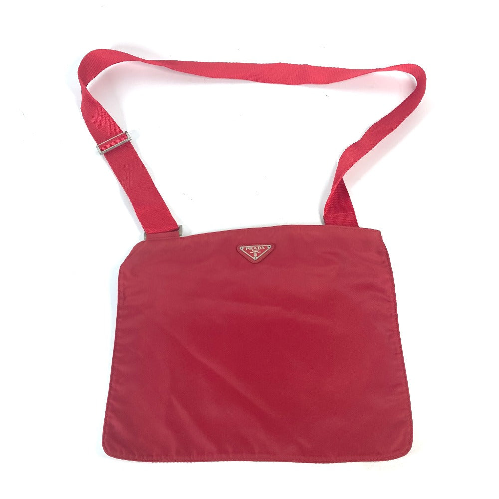 Shoulder Bag Pochette Triangle Plate Women Nylon Red