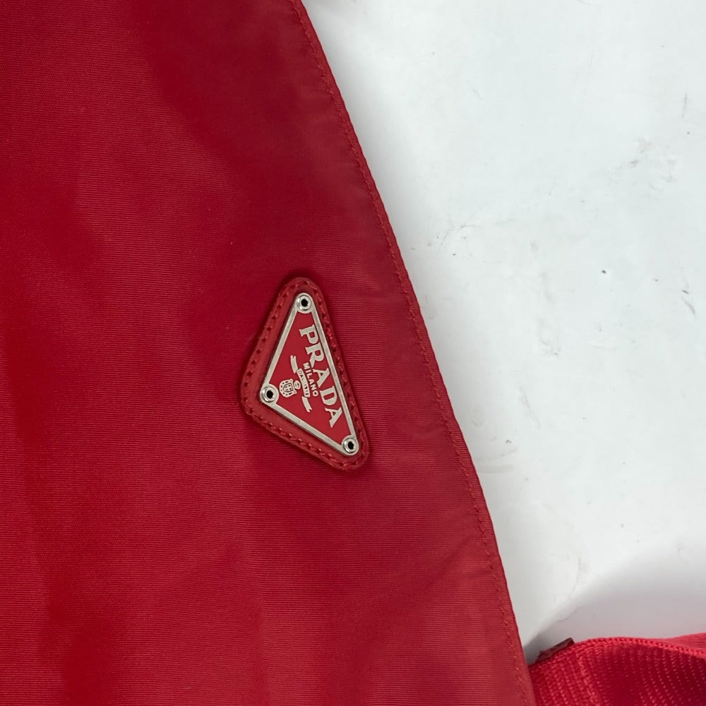 Shoulder Bag Pochette Triangle Plate Women Nylon Red
