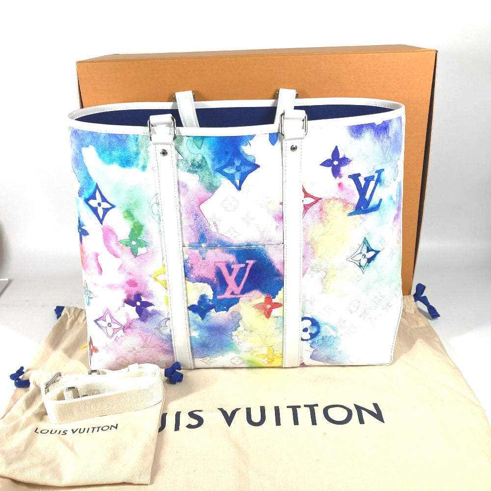Louis Vuitton M45754 watercolor Weekend GM Monogram Leather White Tote Bag
