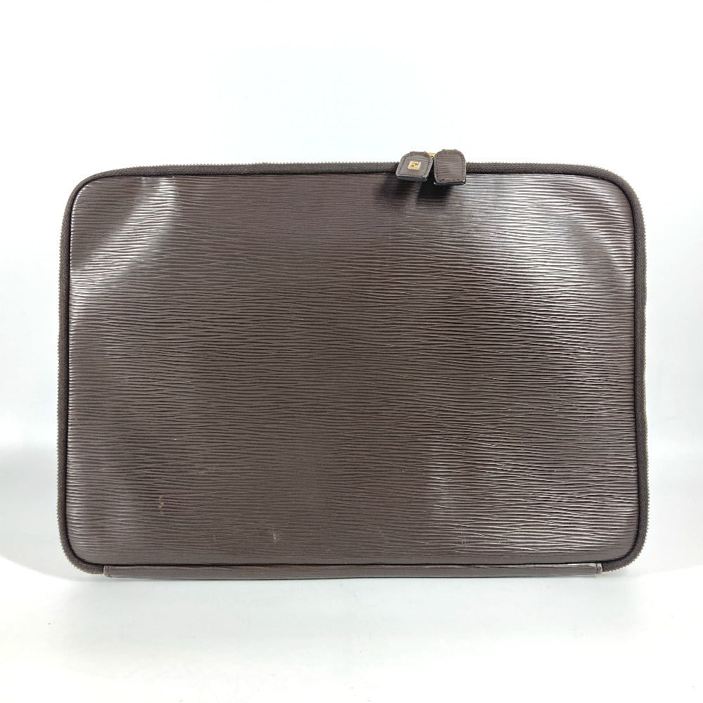 Fendi Clutch Bag Ff Women Leather Brown Logo