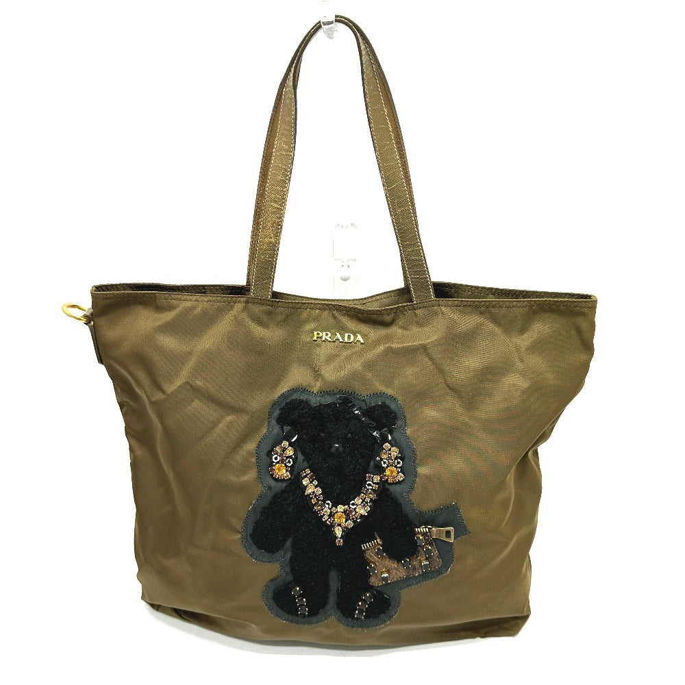 Tote Bag , Type Bear Stone Leather Nylon