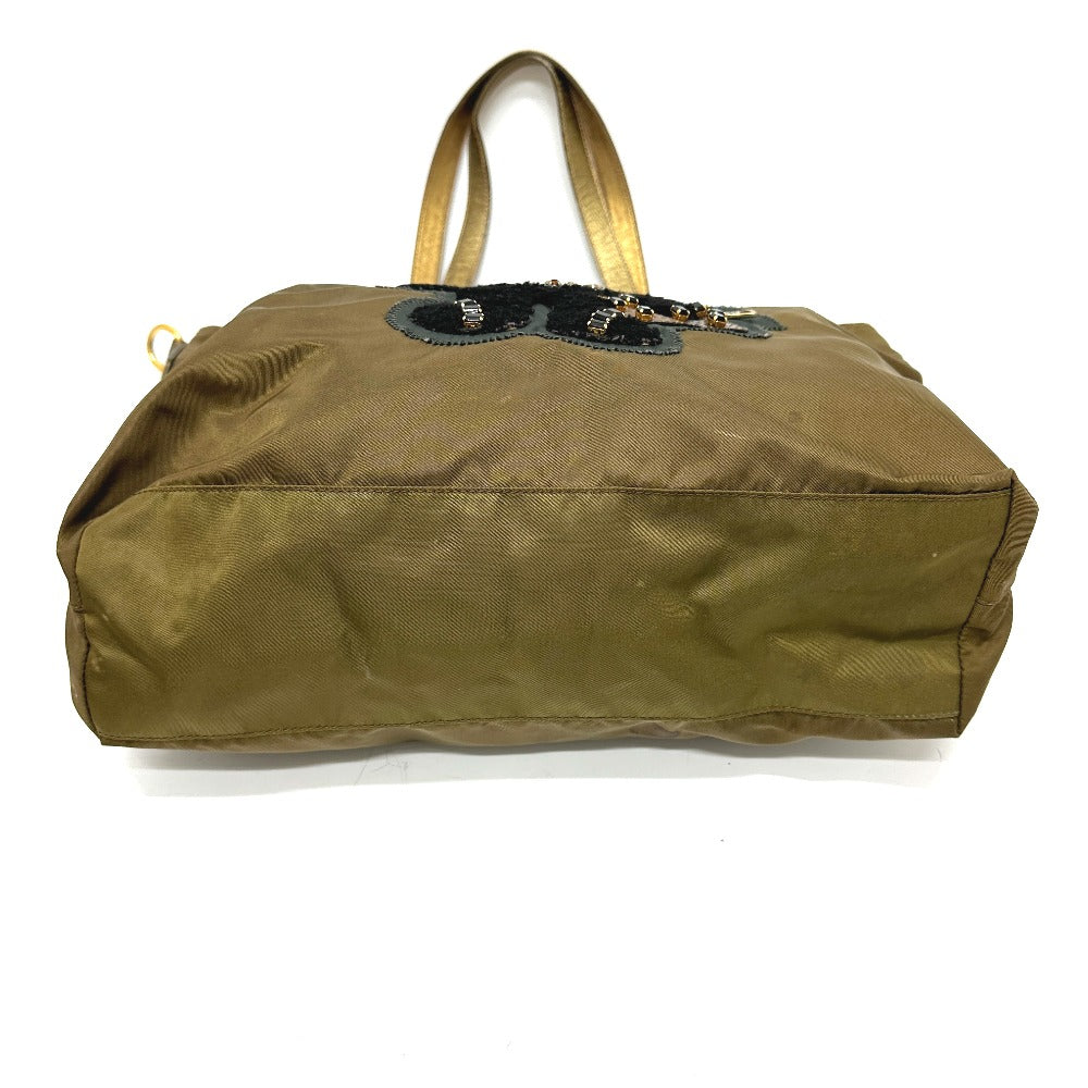 Tote Bag , Type Bear Stone Leather Nylon