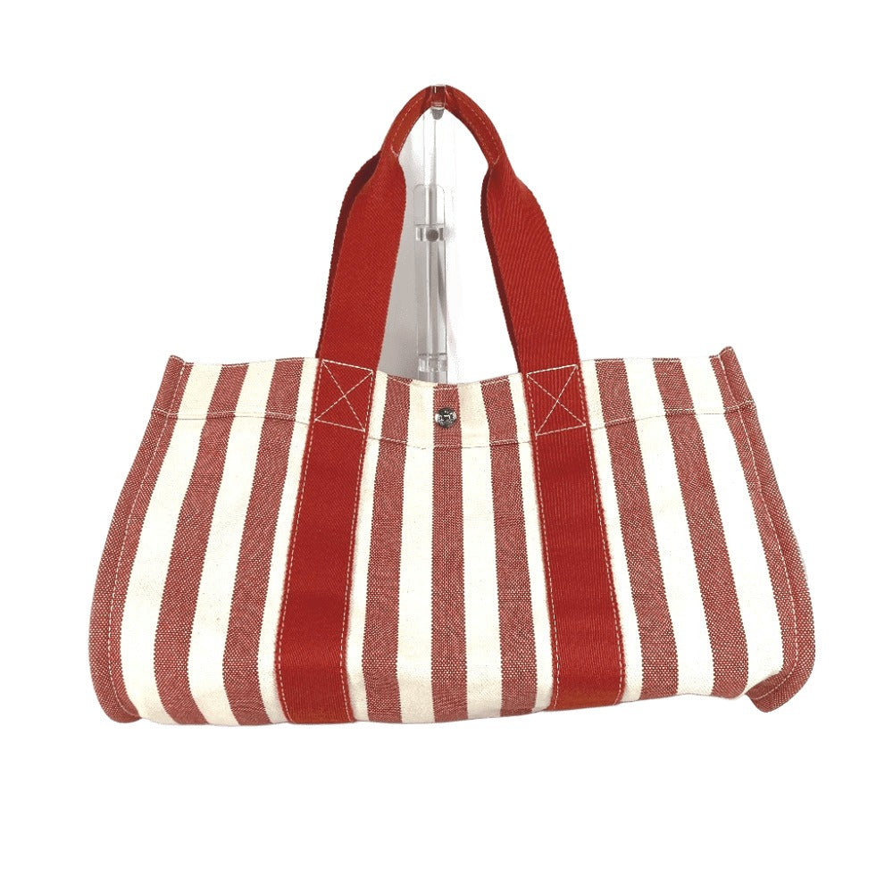 Hermes Handbag With Porch Cannes Gm Cannes Gm Stripe Canvas Red Travel Bag