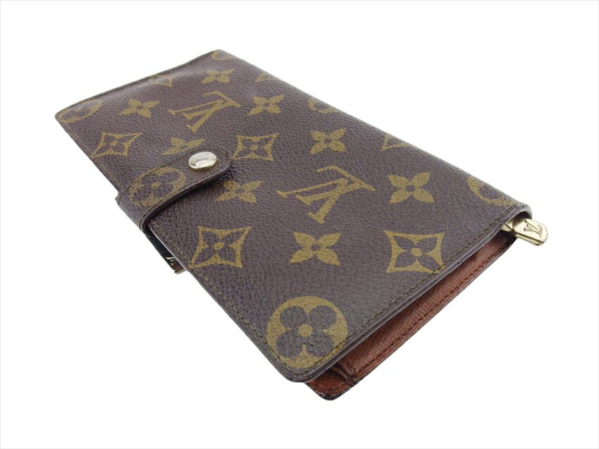 Louis Vuitton Long Purse T61217 North America Brown Beige Wallet Case