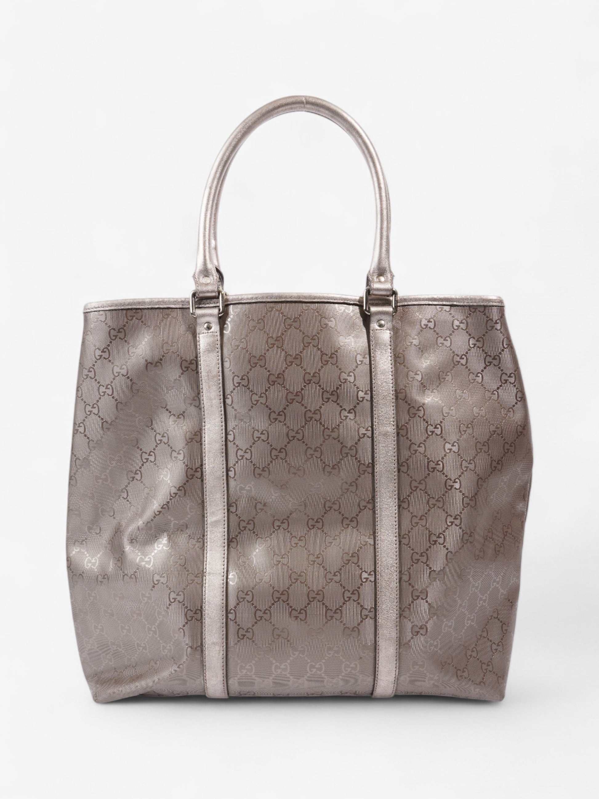 Gucci Implement Tote Bag Metallic Canvas Pink
