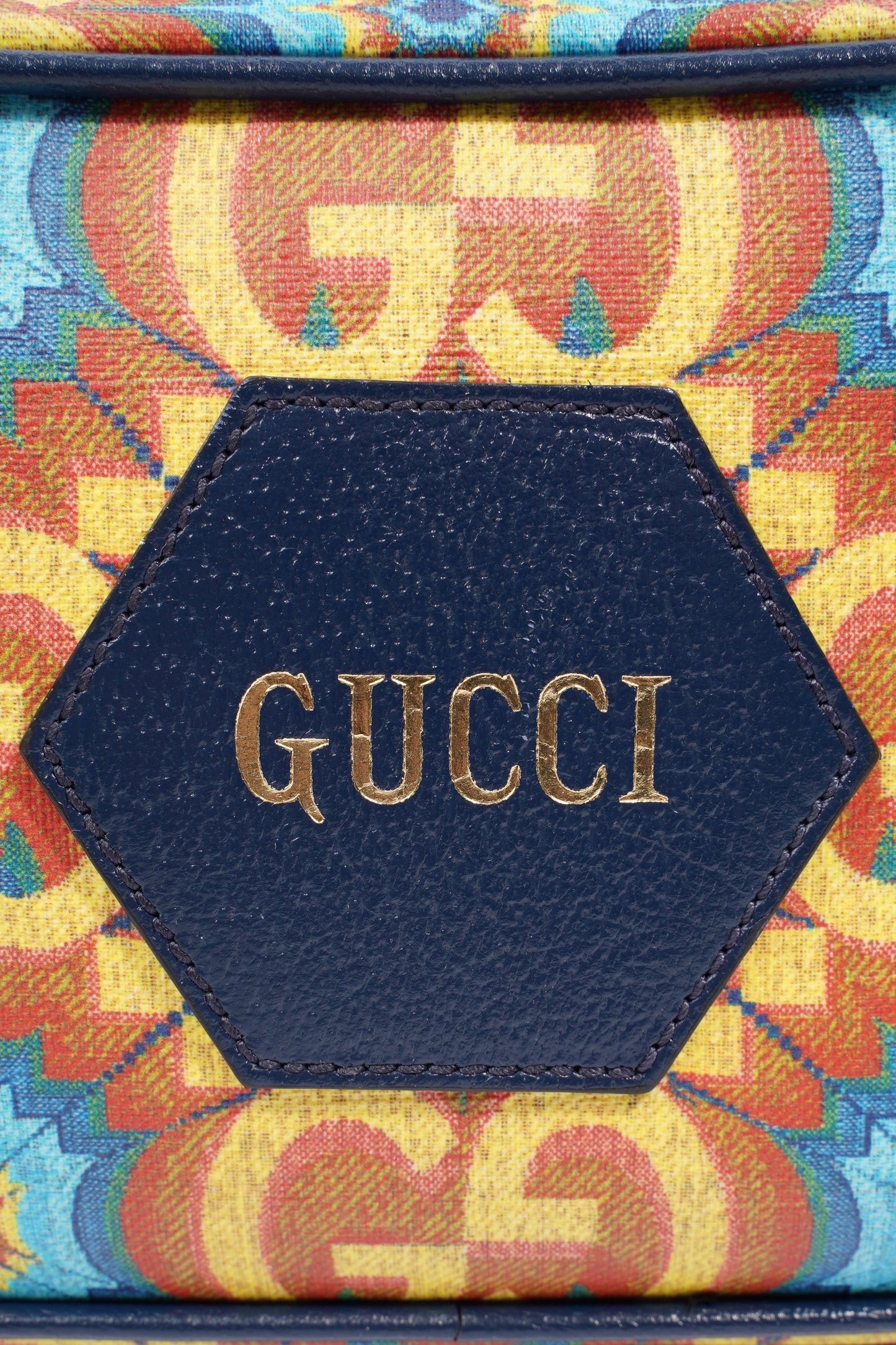 Gucci Kaleidoscope Belt Bag Orange Yellow Canvas Blue Accessory