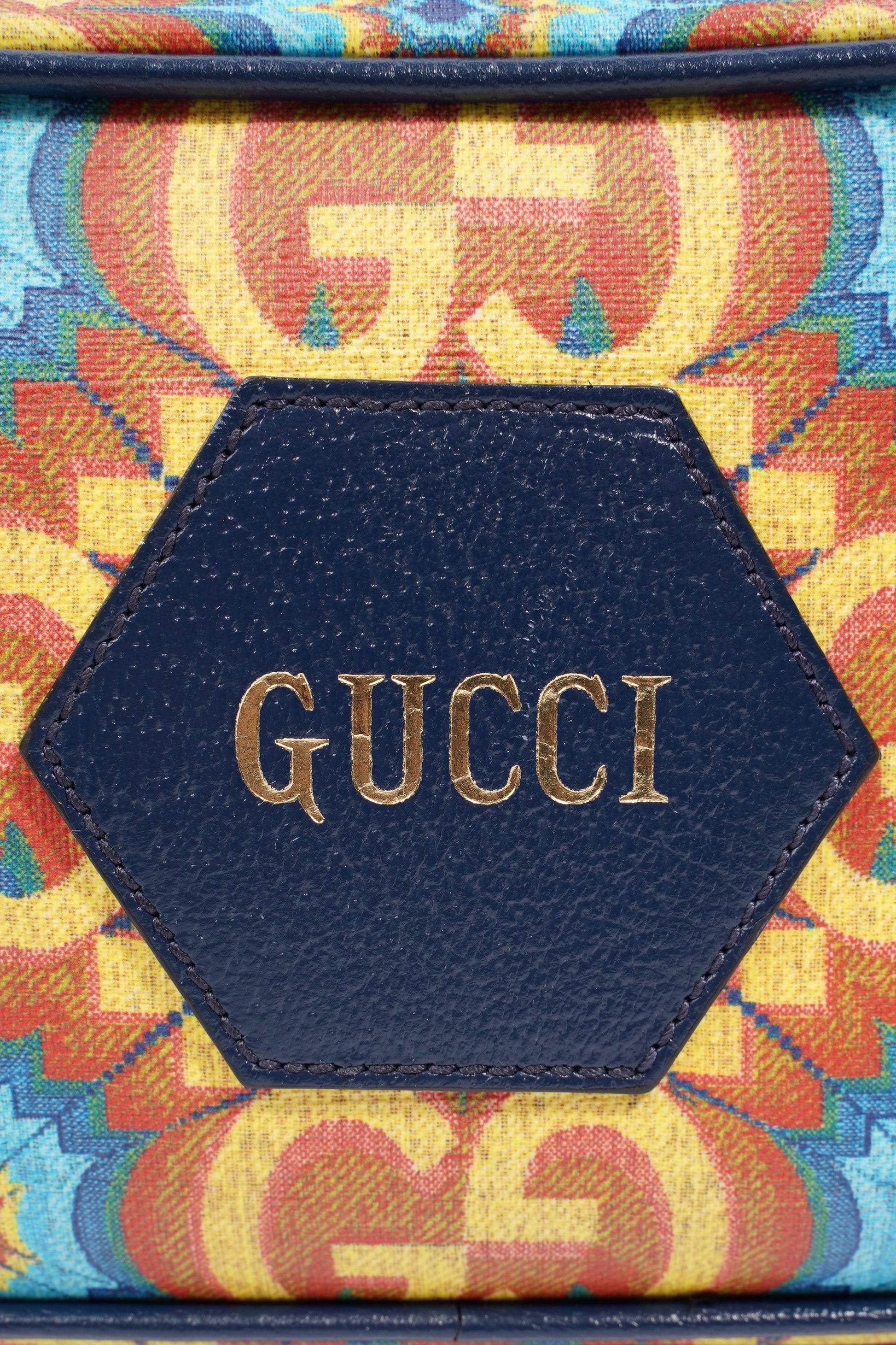 Gucci Kaleidoscope Belt Bag Orange Yellow Canvas Blue Accessory