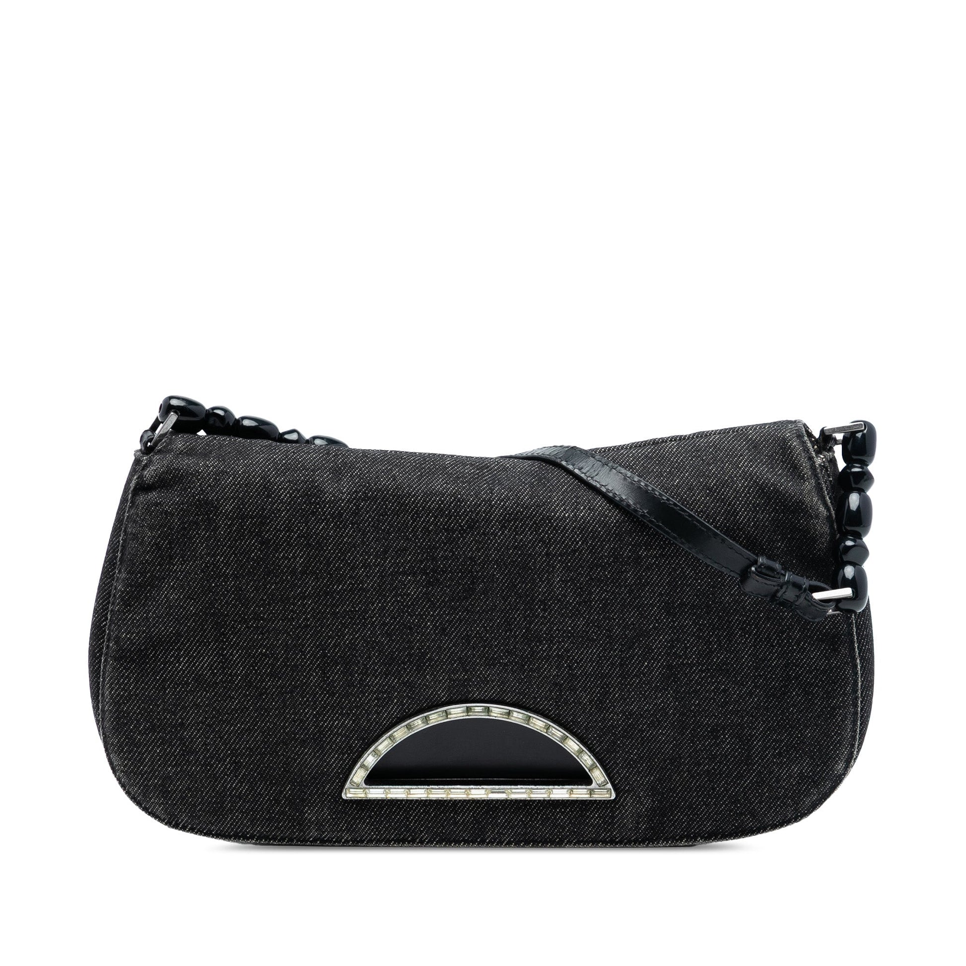 Dior Handbag Malice Shoulder Bag Denim Gray Flap