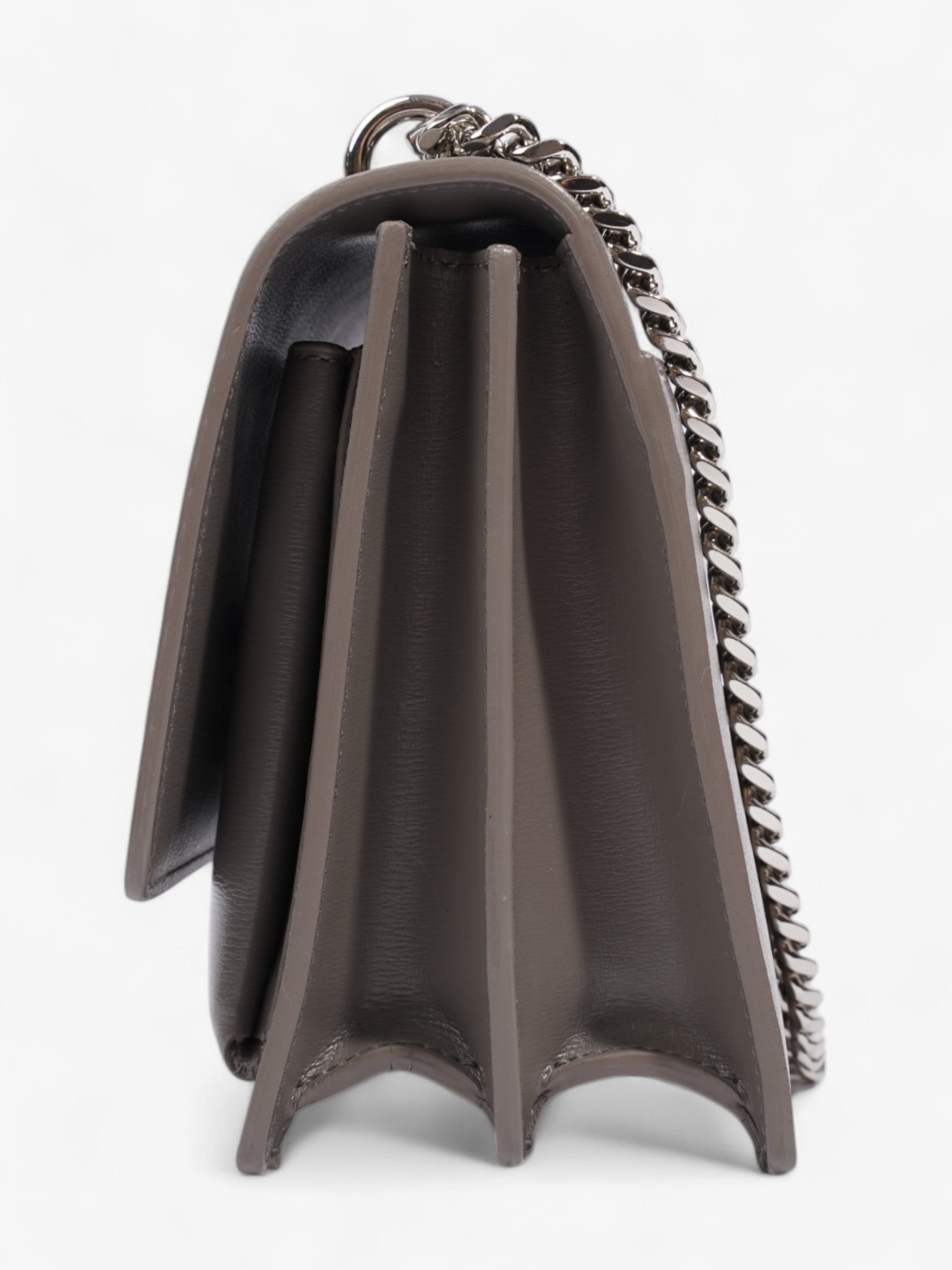 YSL Saint Laurent Sunset Grey Calfskin Crossbody Bag Leather Gray Medium