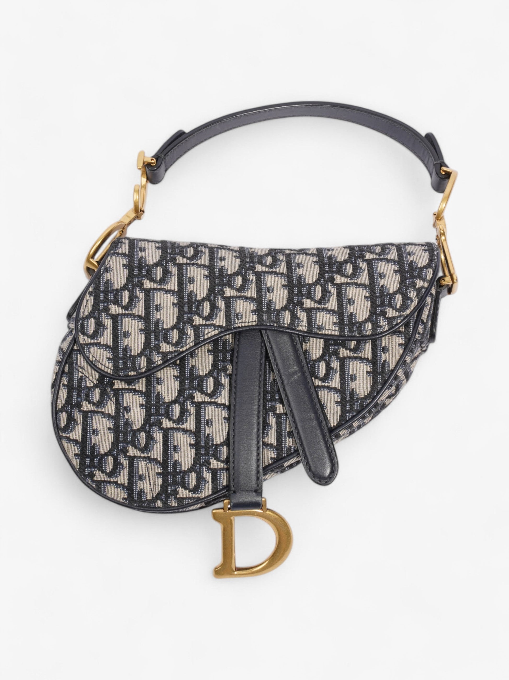 Dior Christian Saddle Bag Oblique Canvas Blue Mini Shoulder Bag