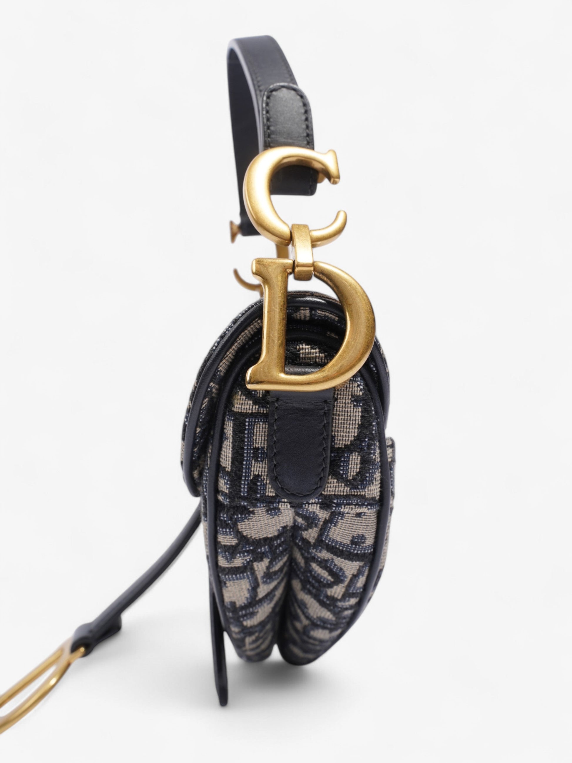 Dior Christian Saddle Bag Oblique Canvas Blue Mini Shoulder Bag