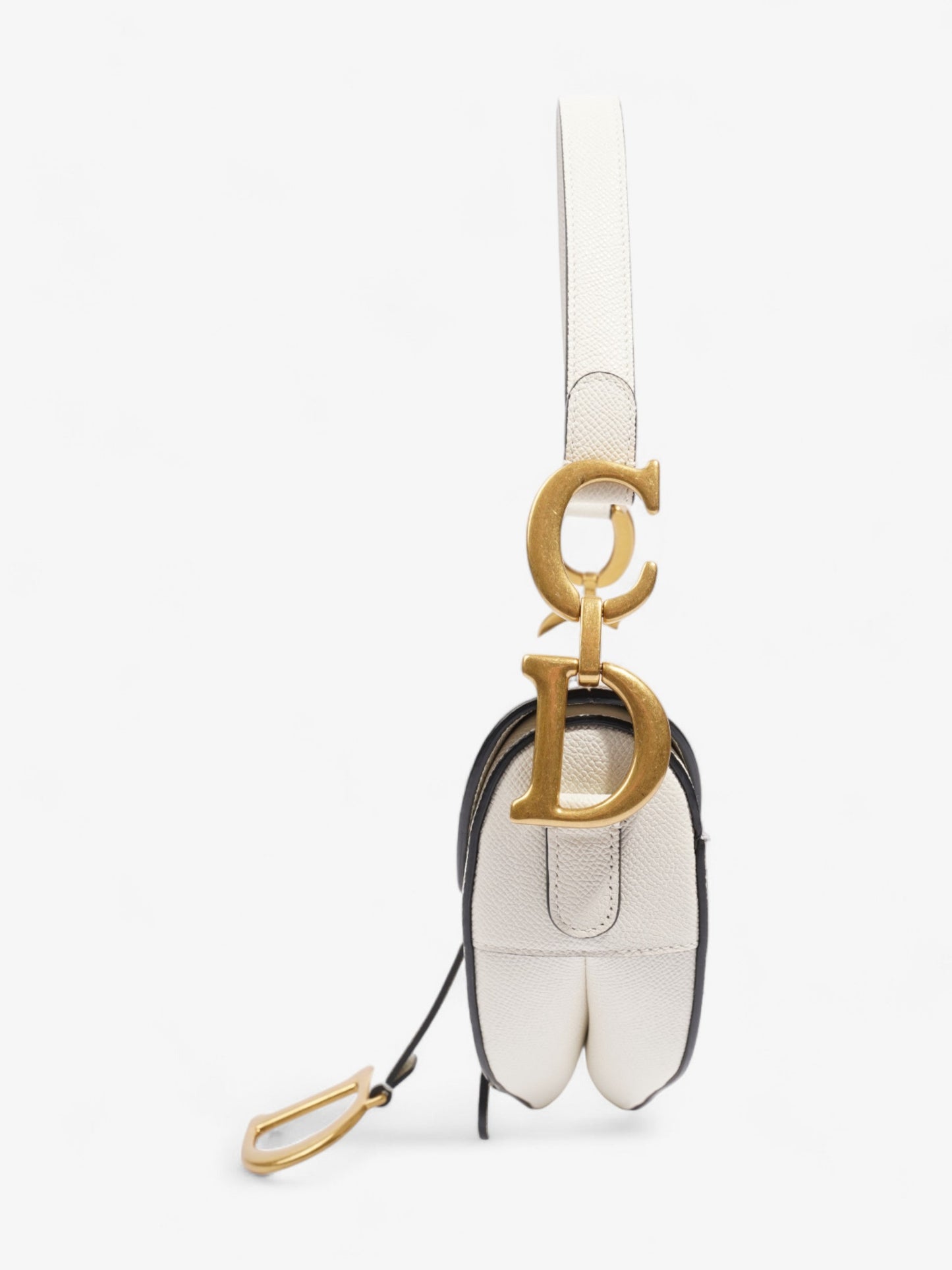 Dior Christian Saddle Calfskin N A Crossbody Bag Leather Cream