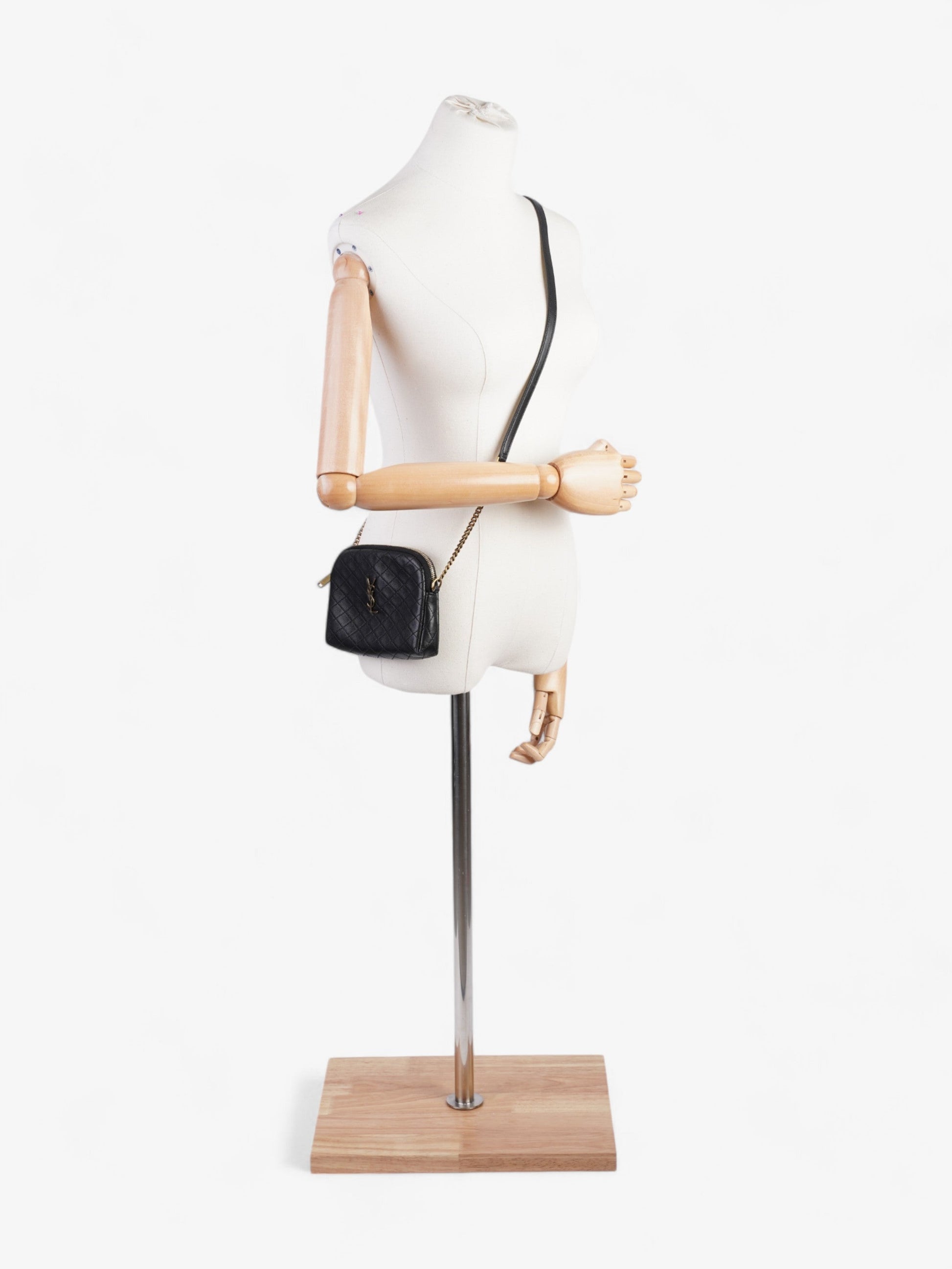 YSL Saint Laurent Gaby Crossbody Bag Leather Matelasse Black