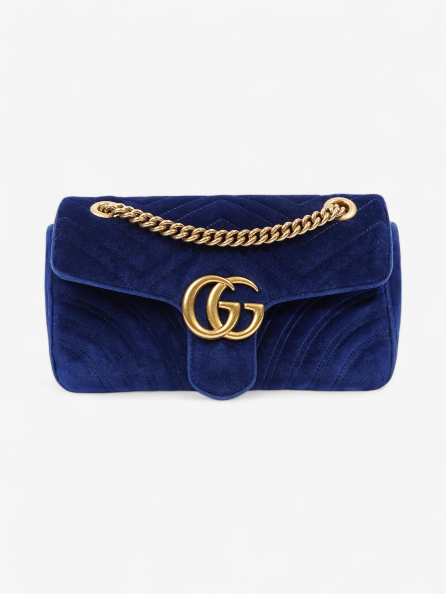 Gucci Marmont Midnight Velvet Shoulder Bag Blue Small