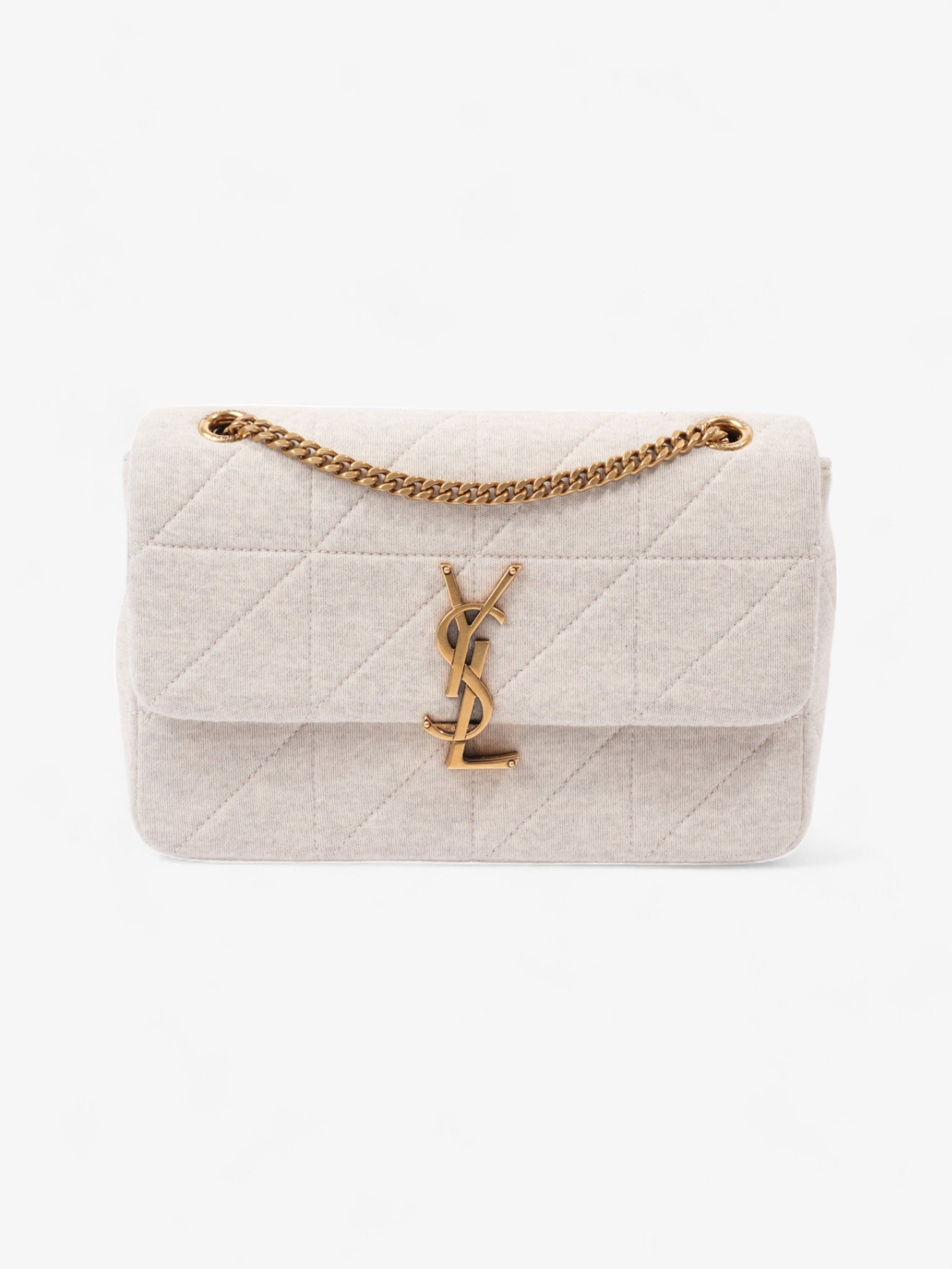 YSL Saint Laurent Jamie Grey Cotton Shoulder Bag Gray Medium