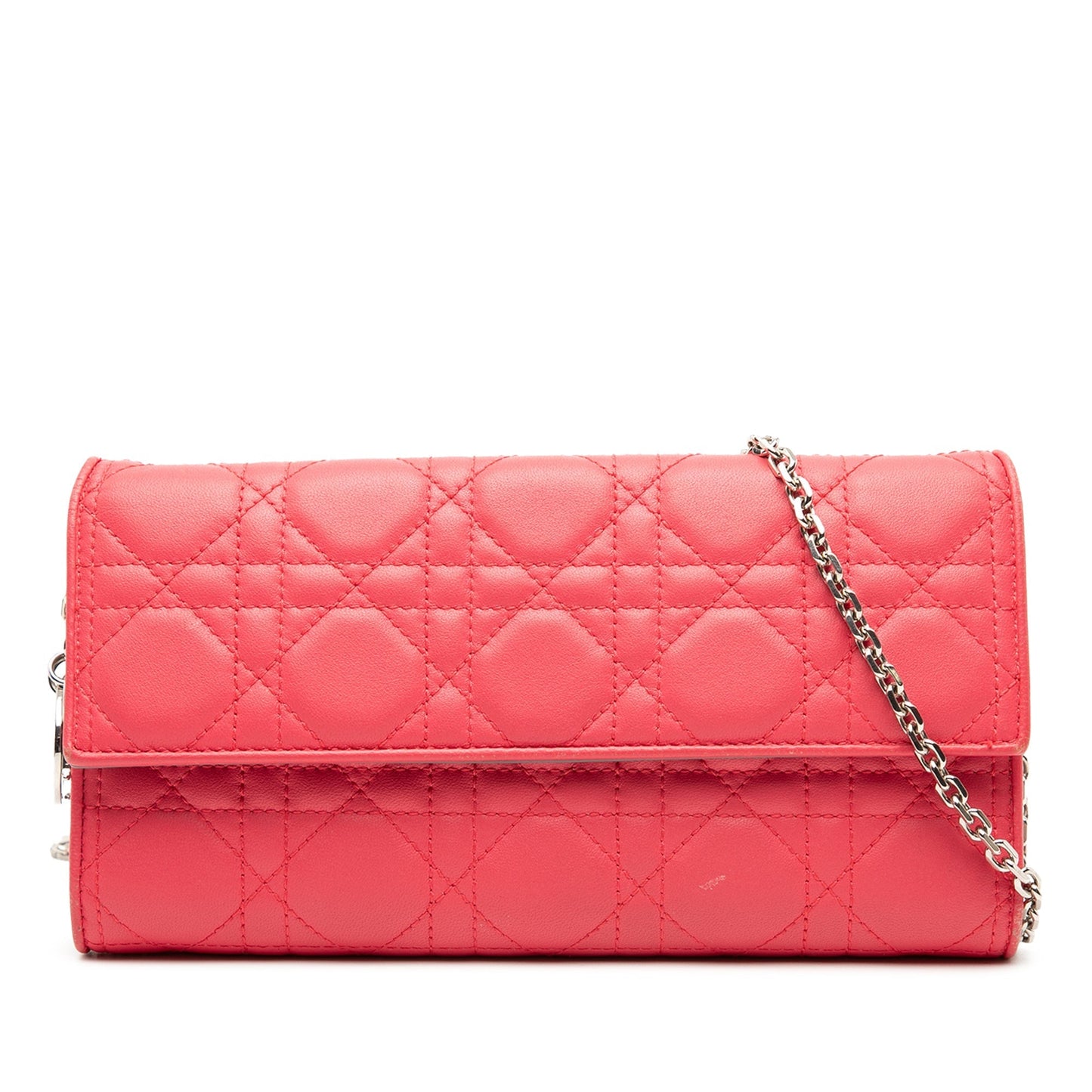 Dior Handbag Cannage Lady Wallet On Shoulder Bag Lambskin Pink Chain
