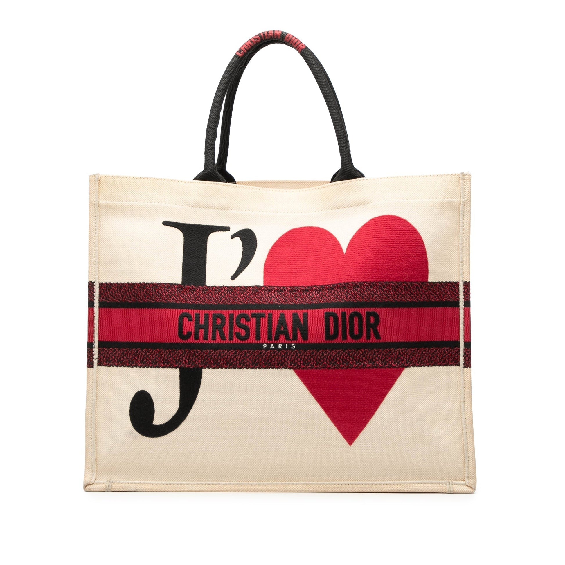 Dior Handbag Amour Je T aime Book Tote Canvas White Large Tote Bag