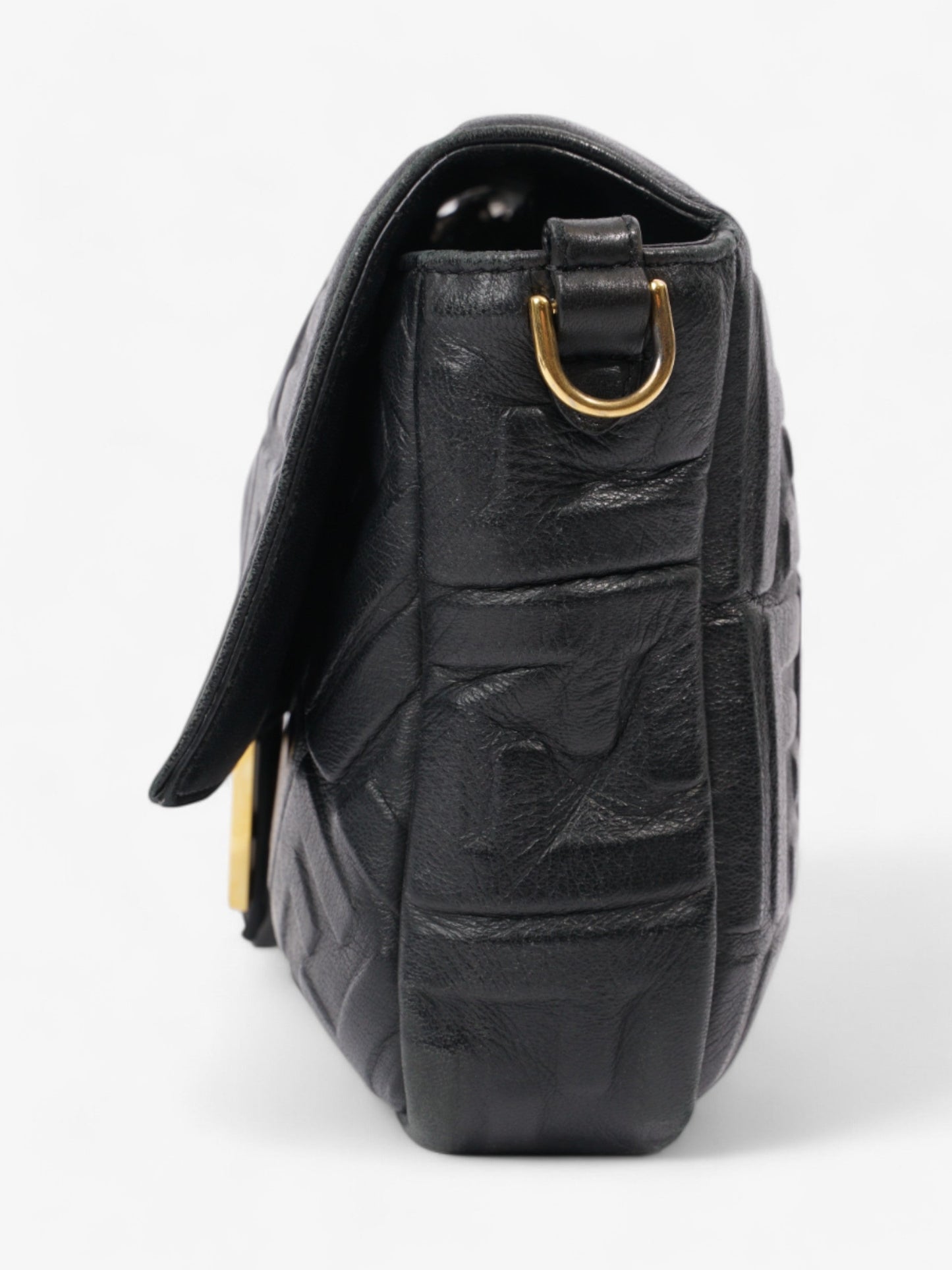 Fendi Baguette Crossbody Bag Leather Lambskin Black Shoulder Bag