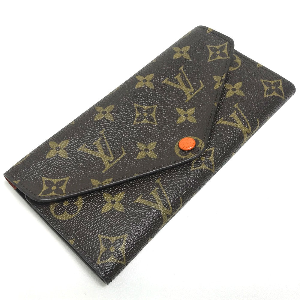 Louis Vuitton Long Purse x Comes a Monogram Canvas Brown Orange Wallet Case