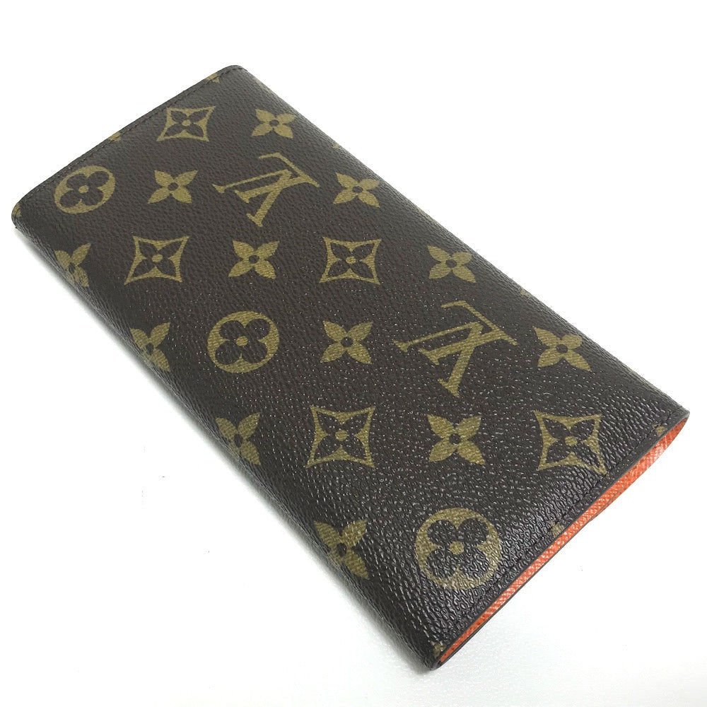 Louis Vuitton Long Purse x Comes a Monogram Canvas Brown Orange Wallet Case