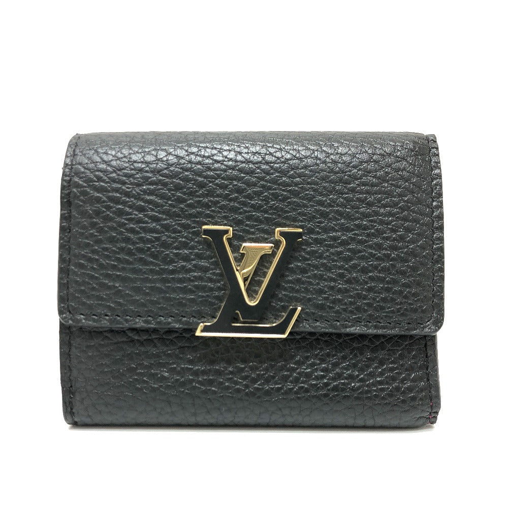 Louis Vuitton Trifold M68587 Taurillon Clemence Portefeuille Leather Black Wallet Case