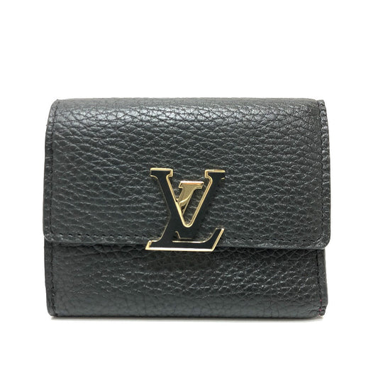 Louis Vuitton Trifold M68587 Taurillon Clemence Portefeuille Leather Black Wallet Case