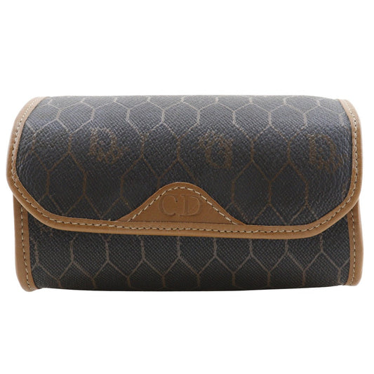 Dior Christian Pouch Pvc Novelty Honeycomb Pattern Unisex(Unisex) Brown Travel Bag