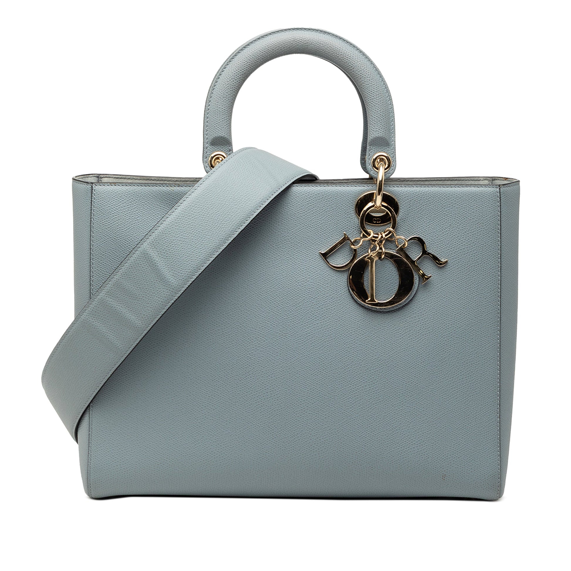 Dior Handbag Grained Calfskin Lady Satchel Blue Large Satchel Bag