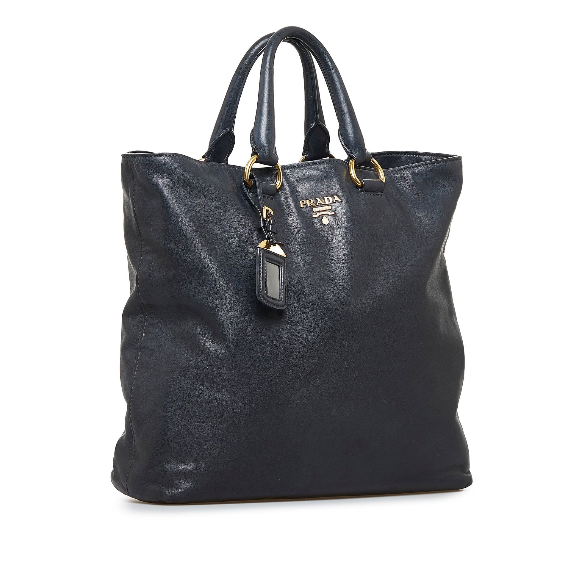 Prada Soft Calf Shopping Tote Satchel Black Satchel Bag