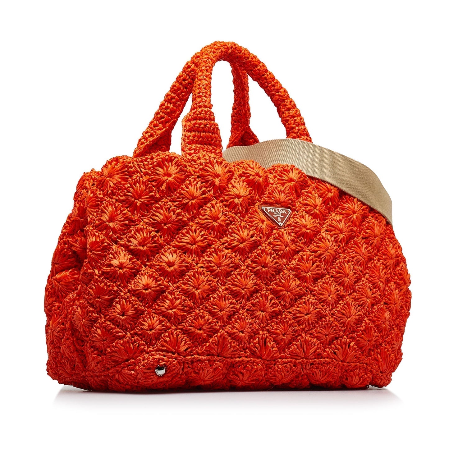 Prada Handbag Satchel Raffia Orange Satchel Bag