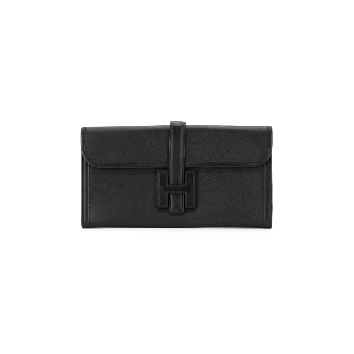 Hermes Luxury Jige Clutch X Stamp Handbag Black Clutch Bag