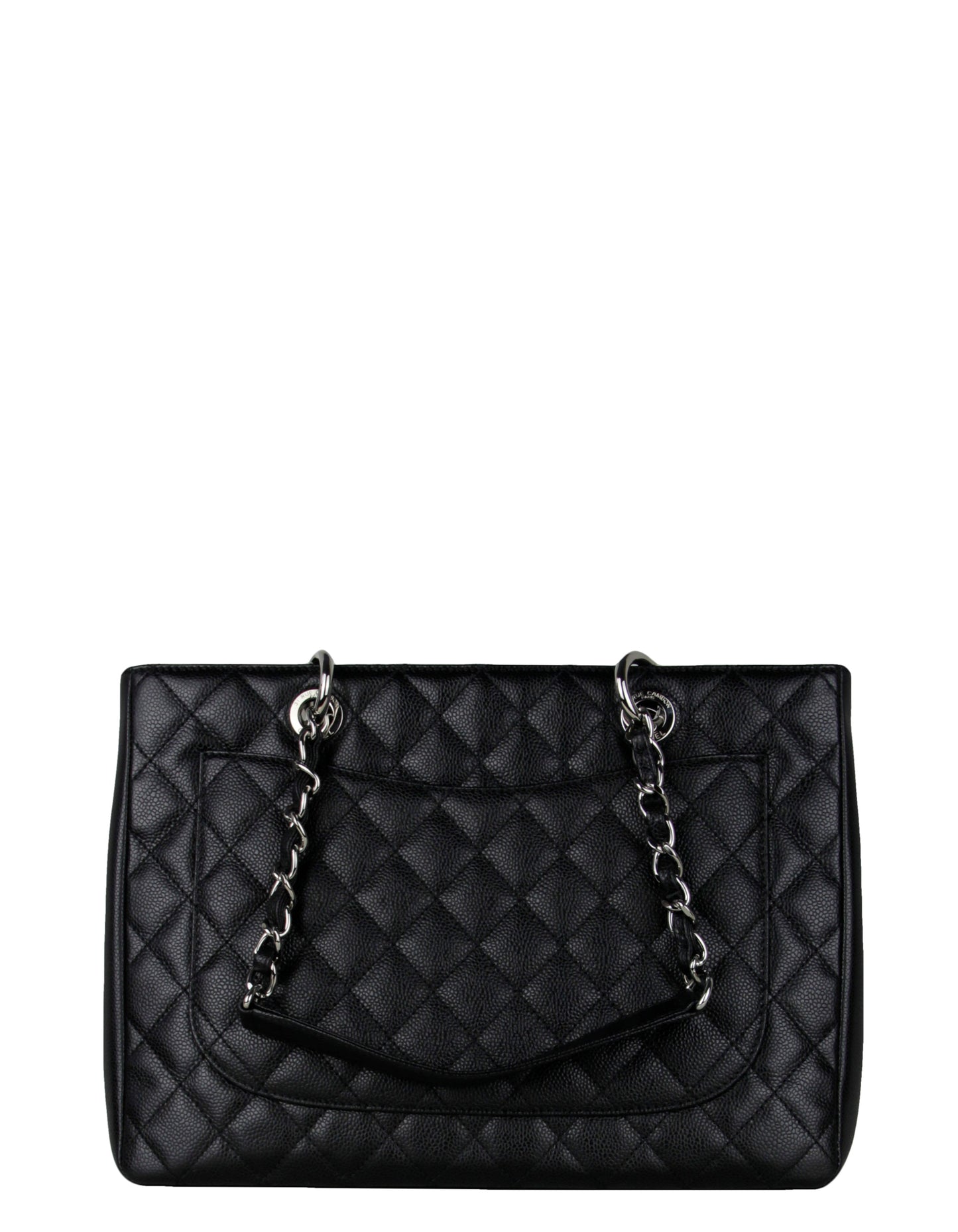Black Caviar Leather Quilted Grand Shopper Tote GST Classic