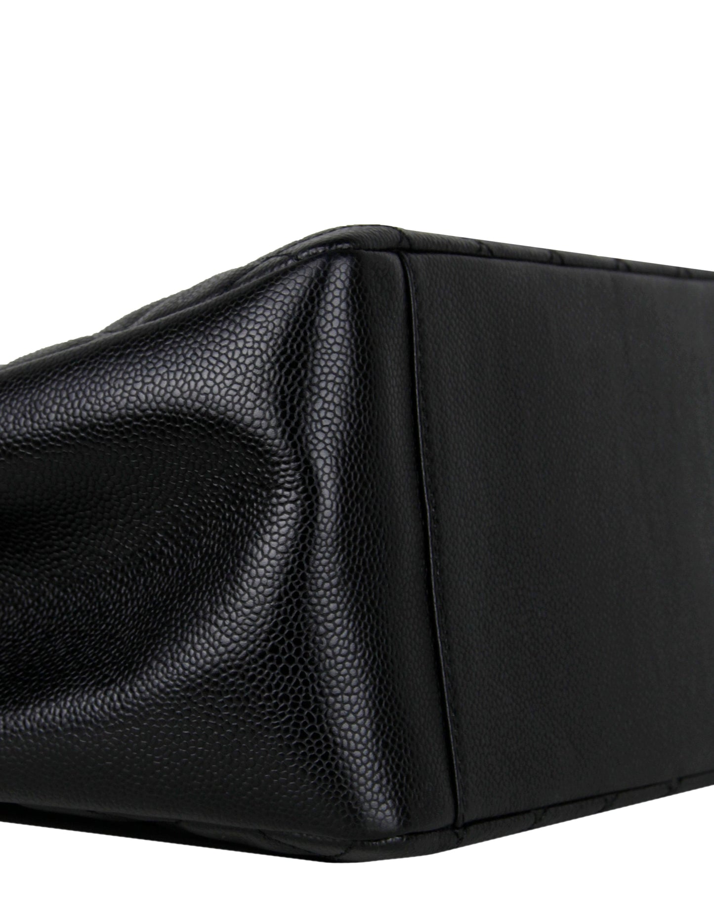 Black Caviar Leather Quilted Grand Shopper Tote GST Classic
