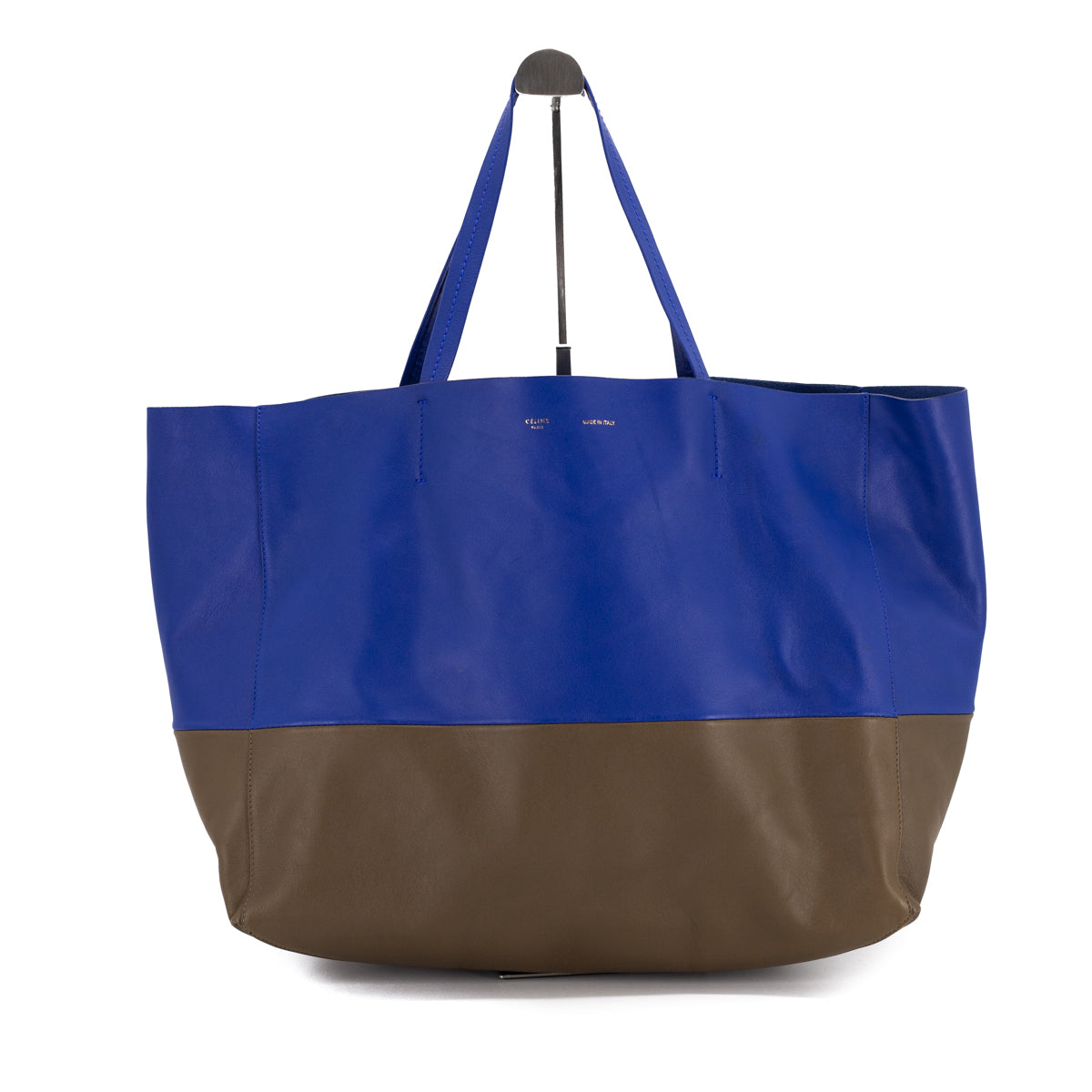 Luxury Shoppers Tote Two Toned Grey Handbag Blue Tote Bag