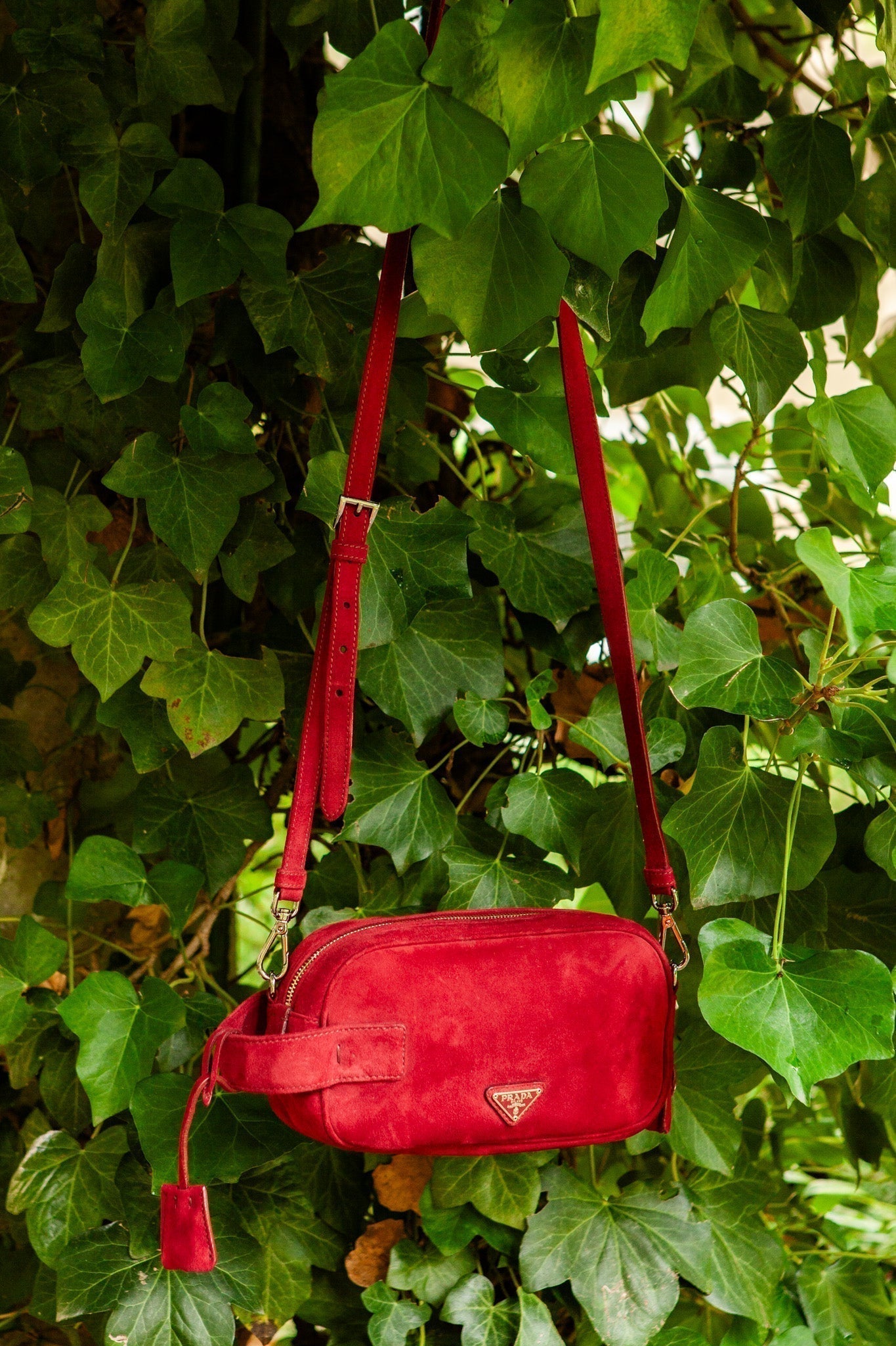 Prada Crossbody Bag Rubinred Suede
