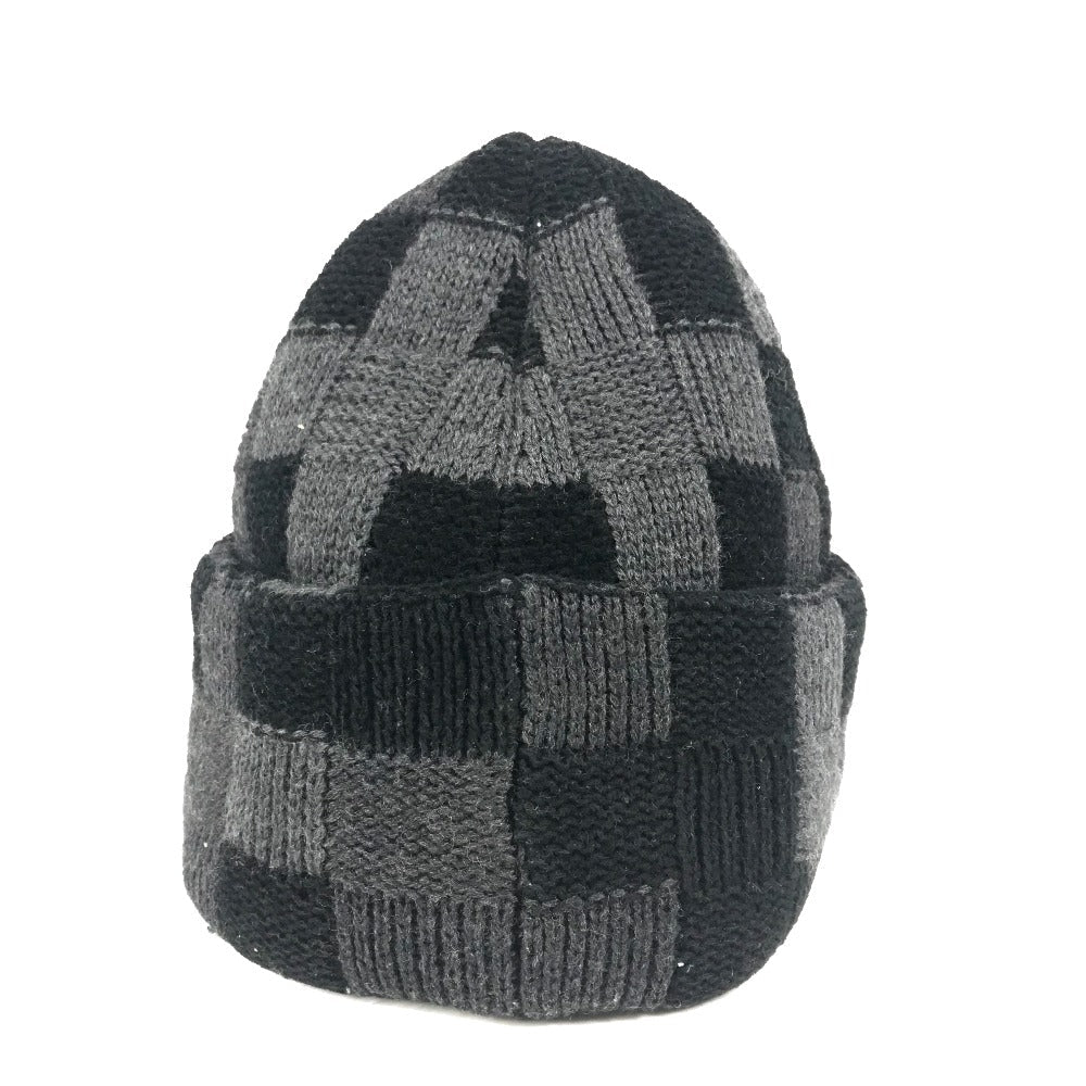 Louis Vuitton Knit M5029A Crash Damoflage Beanie Wool Black Apparel