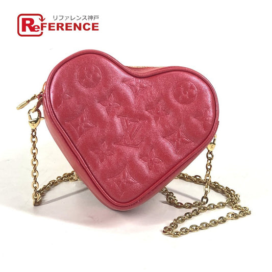 Louis Vuitton M80837 Heart on Monogram Leather Red Chain Shoulder Bag