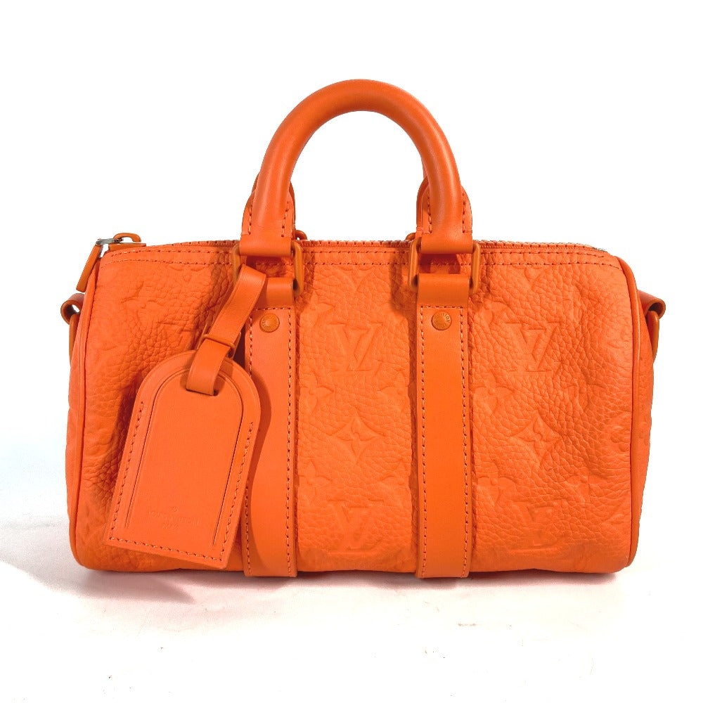 Louis Vuitton M20930 Taurillon Clemence Keepall bandouliere25 Monogram Leather Orange Handbag
